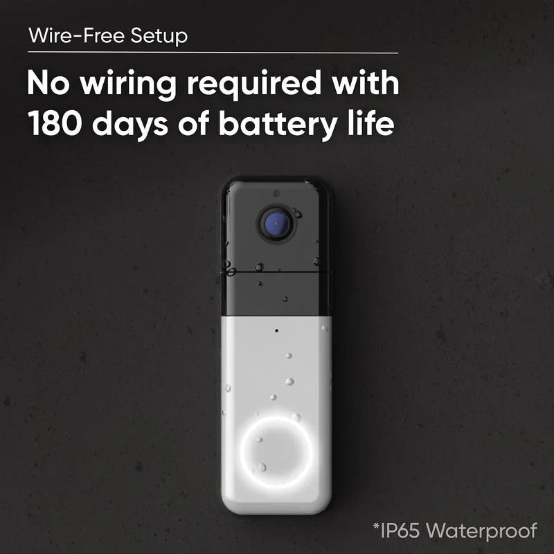 Wyze Video Doorbell Pro — Battery, Wireless Doorbell Camera w/ QHD Video, Adhesive Sticks to Walls, 1:1 Aspect Ratio,  2-Way Audio, Color Night Vision,  Works w/ Alexa and Google Assistant
