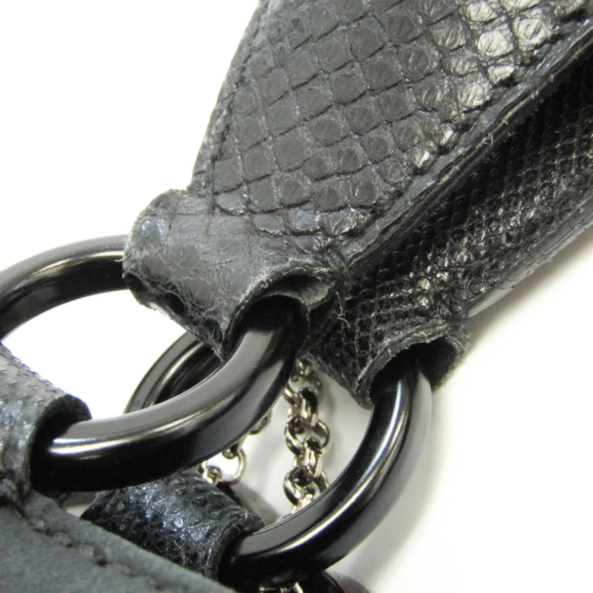 Pre-Owned Cartier Marcello moisture Snake L1000928 Women's Suede,Leather Handbag,Shoulder Bag Black (Good)