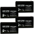 4x Pack - appropriate Kontron 7640 MICROGAS Battery - Replacement UB1290 Universal Sealed Lead Acid Battery (12V, 9Ah, 9000mAh, F1 Terminal, AGM, SLA) - Includes 8 F1 to F2 Terminal Adapters