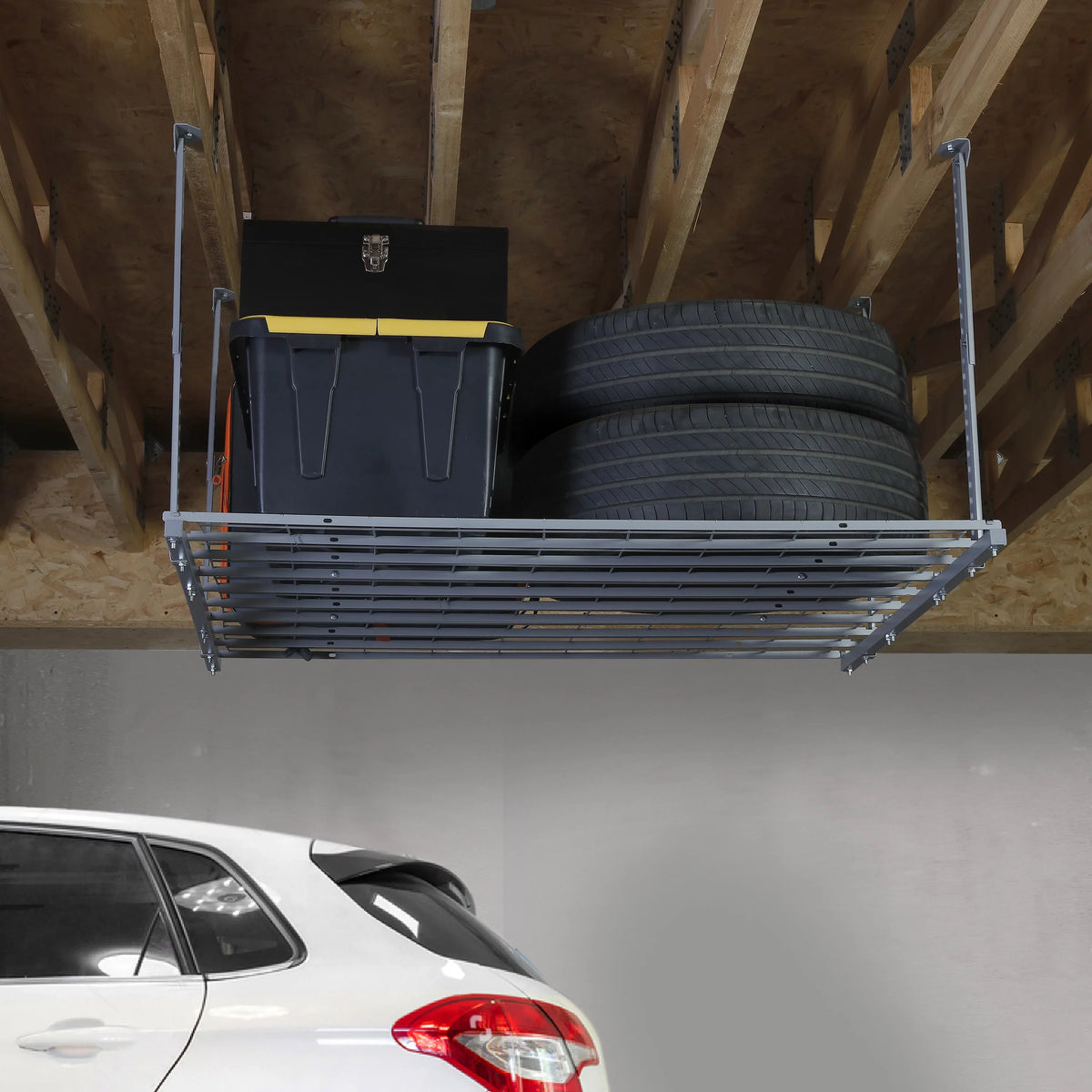 WORKPRO Overhead Garage Ceiling Rack, 48"L x 42"W x 28"H, Silver, 24'
