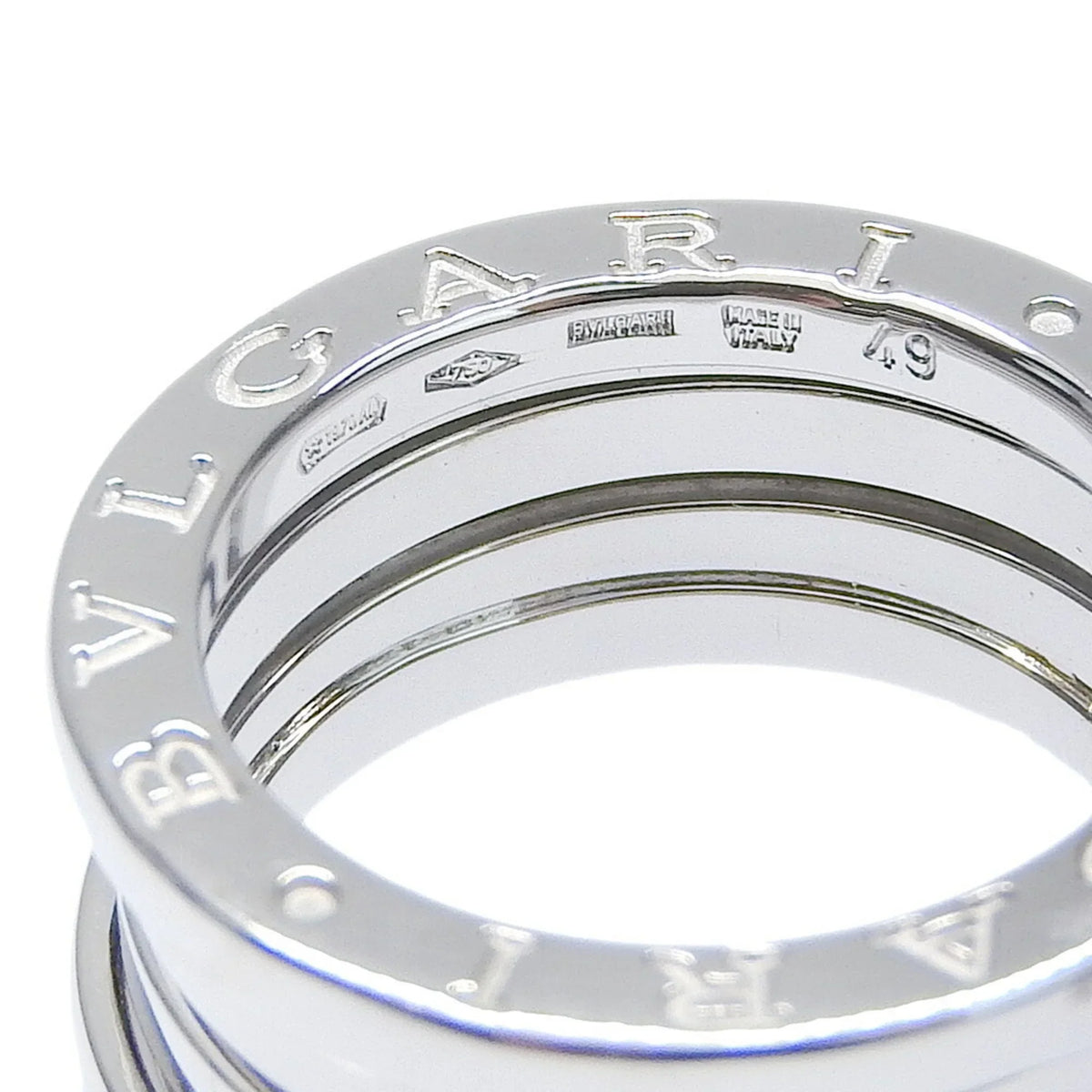 8.5 White Gold (Good). Pre-Owned Bulgari BVLGARI B-ZERO1 B Zero One Ring 3 Band K18WG #49 No