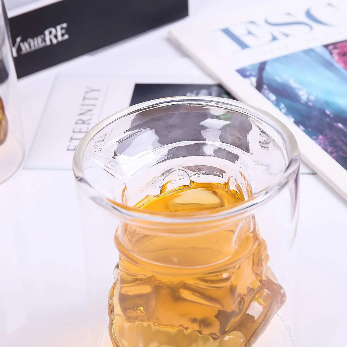 VI AI Double Wall aqua Glasses, Whiskey Glasses, Cocktail Glasses, Old Fashioned Glass Double Wall Rocks Glasses for Drinking Bourbon, Scotch Whisky, Cocktails, Cognac 150ML