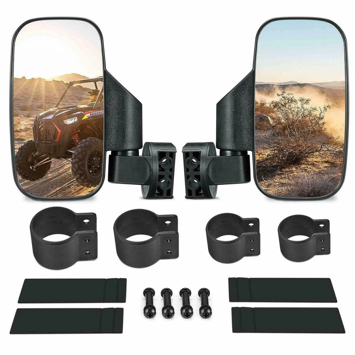 UTV Rear View Mirrors Set 1.75"-2" Bar Clamp Center Mirrors matching with Polaris RZR 900 1000 Can-Am X3