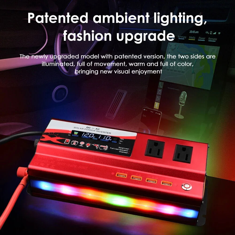 Pure Sine Wave Power Inverter 6000W 12V DC to 110V AC LCD RV Car Converter