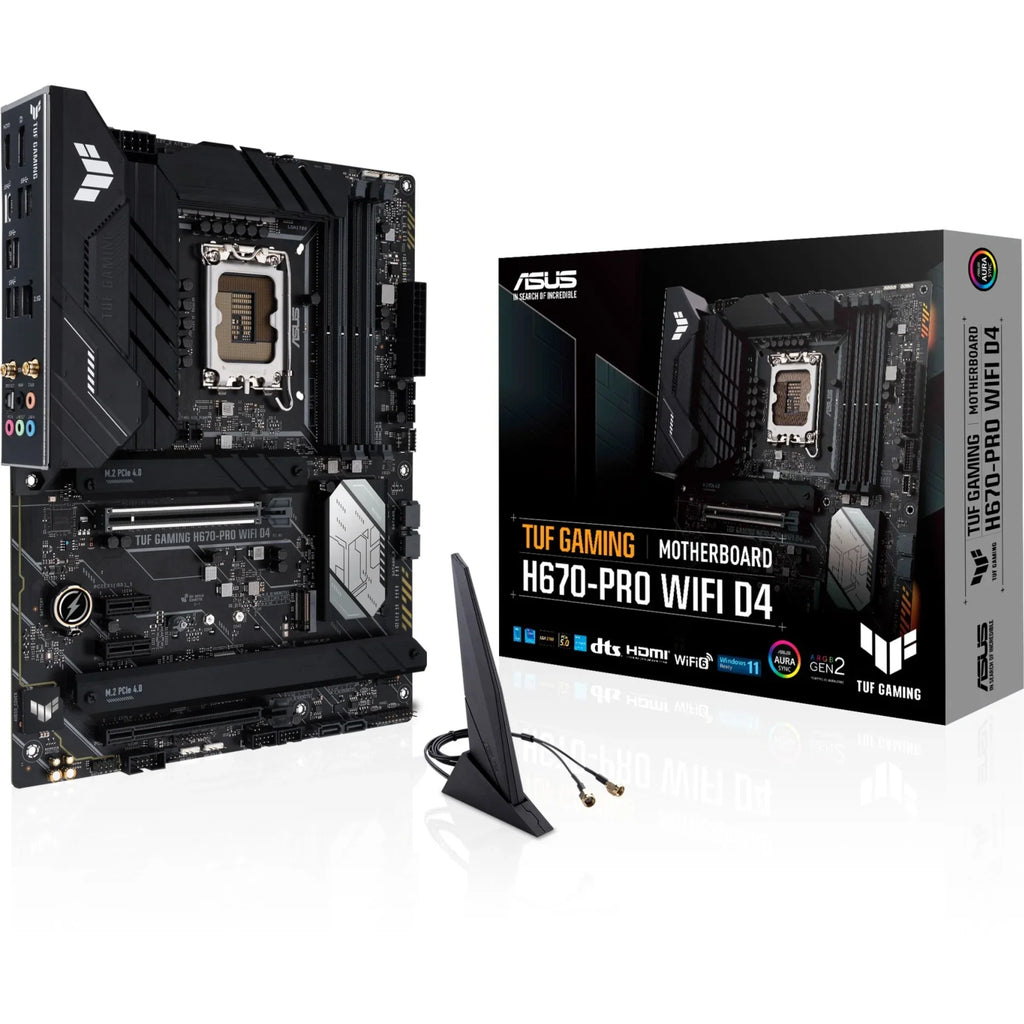 TUF GAMING H670-PRO WIFI D4 LGA 1700 ( 12th &13th Gen) ATX Gaming Motherboard (PCIe 5.0, DDR4, 14+1 DrMOS, 4xPCIe 4.0 M.2 Slots, WiFi 6, 2.5 Gb LAN, Front USB 3.2 Gen 1 Type-C)