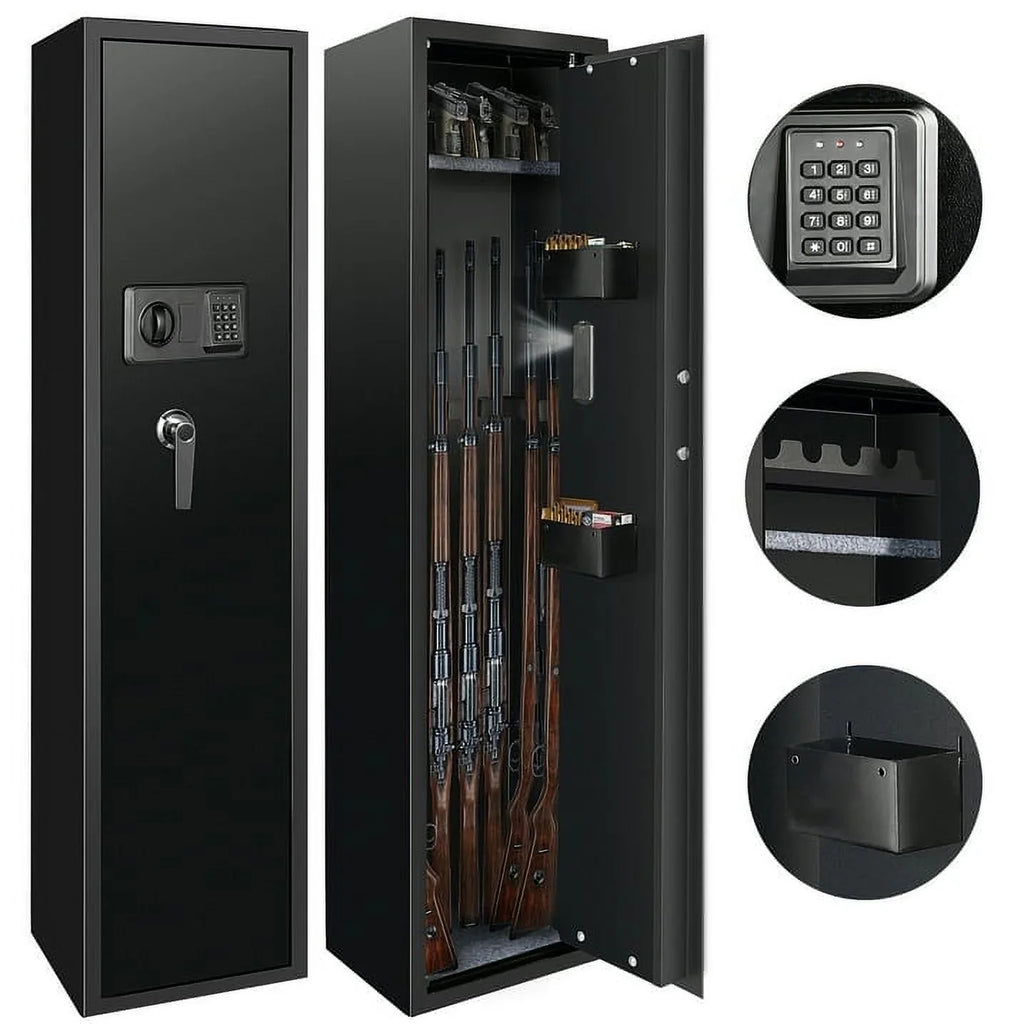 SULIVES 5-7 Gun Safes: Rifle, Shotgun Security with Password Lock, Quick Access Cabinet, Removable Shelf, Thickened Design and Bullet Rack