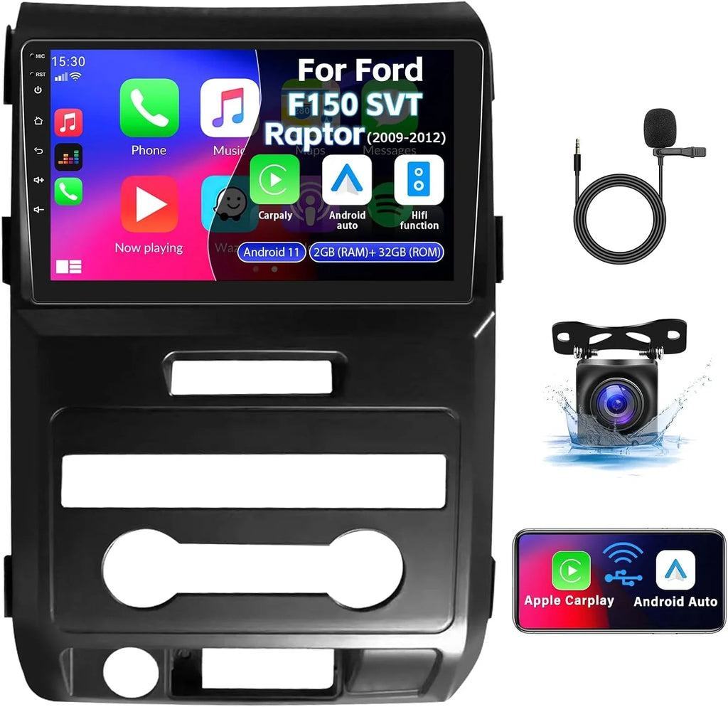 THONZER for  F150 SVT Raptor 2009 2010 2011 2012 Radio, Android 11 Car Stereo with Wireless CarPlay Android Auto GPS Navigation 9” HD Touchscreen Bluetooth Car Radio with FM/WiFi Backup Camera&MIC