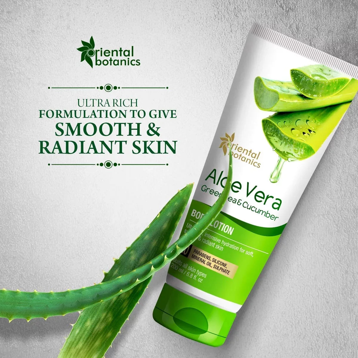 Oriental Botanics Aloe Vera, Green Tea & Cucumber Body Lotion | No Paraben & SLS - 200ml