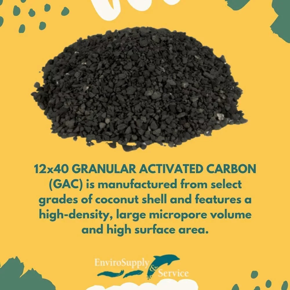 EnviroSupply 12x40 Ultra Pure Prewashed Virgin Coconut Shell Activated Carbon (aqua Filtration, Aquarium Cleaning Charcoal) - Resealable 27.5 Pound Bag