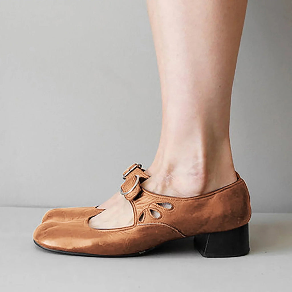 SZXZYGS Womens Shoes Dressy Casual Wide Width Leisure Women's Four Seasons Solid Color Non Slip Square Heels Round Toe Breathable Buckle Strap Lazy Cloth Shoes Easter Summer 2024