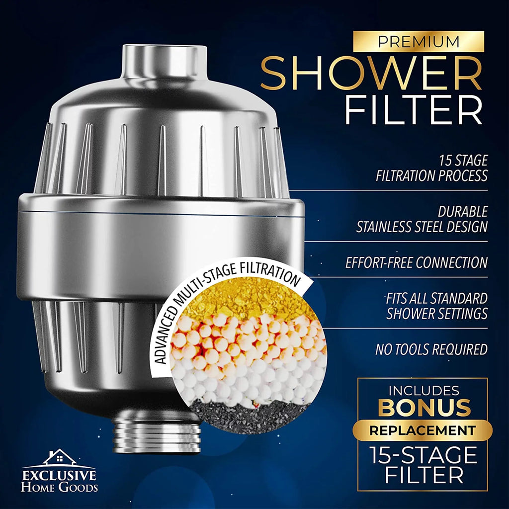 Exclusive Home Goods Rainfall Shower Head & Showerhead Filter System for Hard liquid