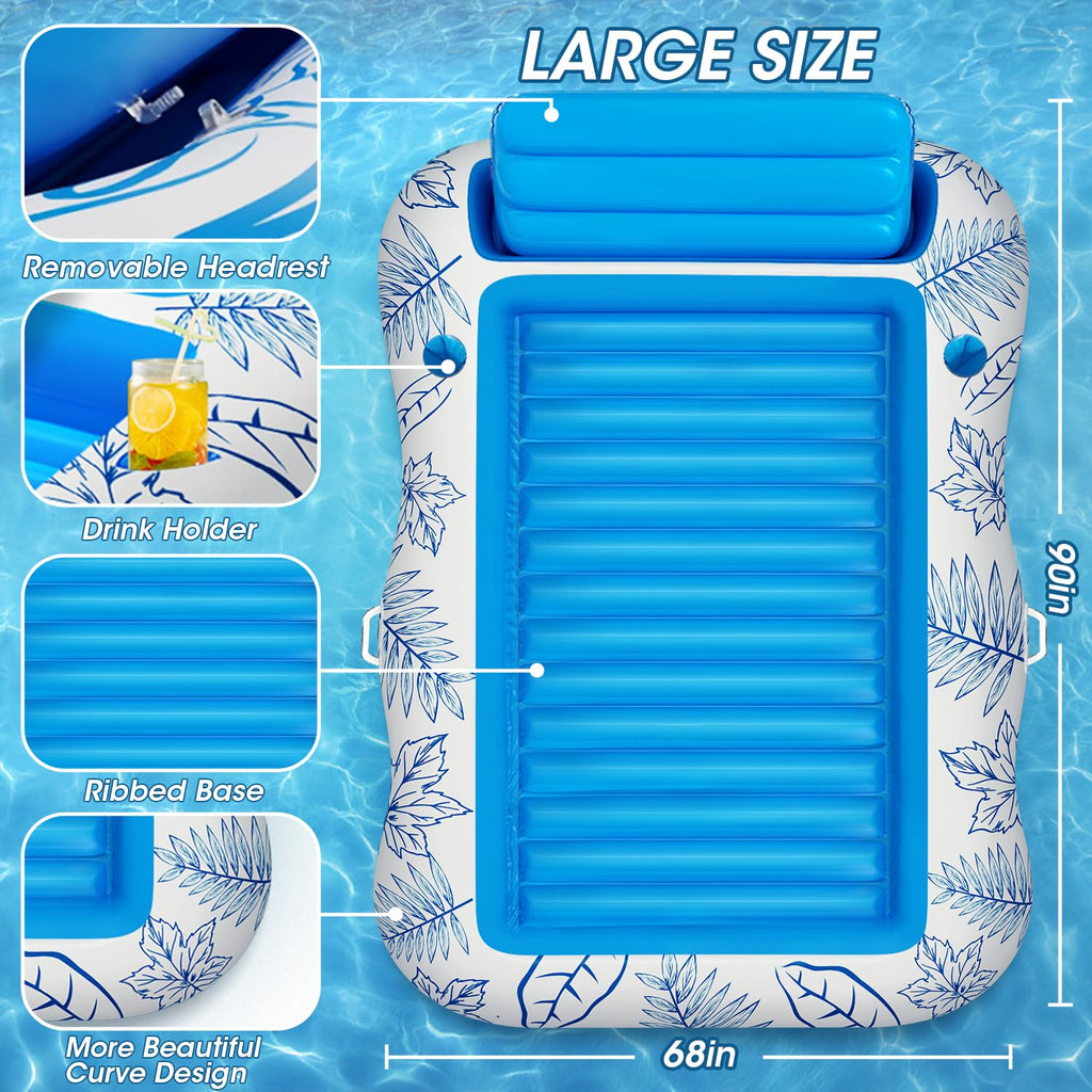 Inflatable Tanning Pool Lounger Float -4 in 1 Sun Tan Tub Sunbathing Pool Lounge Raft Floatie Toys liquid Filled Tanning Bed Mat Pad for Adult Blow Up Kiddie Pool Kids Ball Pit Pool L