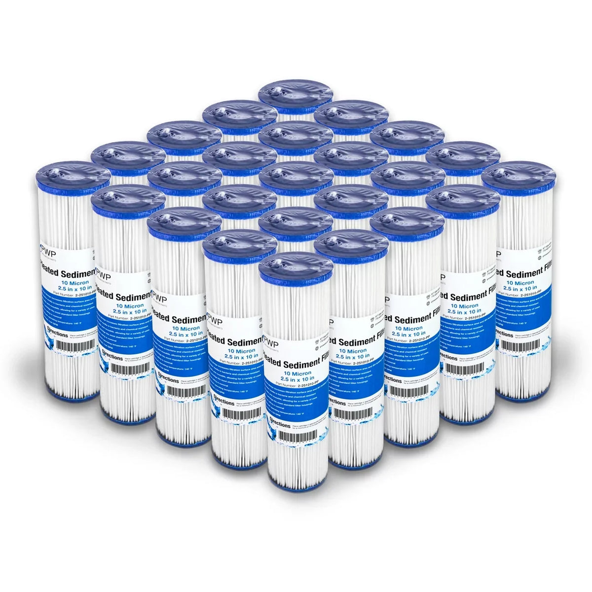 Pleated Polypropylene moisture Filter Cartridge 2.5X10" 10 Micron 25 Pack