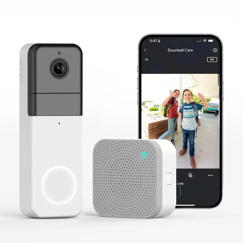 Wyze Video Doorbell Pro — Battery, Wireless Doorbell Camera w/ QHD Video, Adhesive Sticks to Walls, 1:1 Aspect Ratio,  2-Way Audio, Color Night Vision,  Works w/ Alexa and Google Assistant
