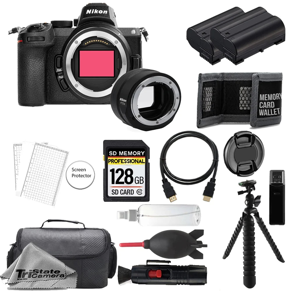 Z5 Mirrorless Digital Camera (Body) w/  FTZ II Mount Adapter+ 128GB + Extra Battery+ Tripod- Accessory Kit