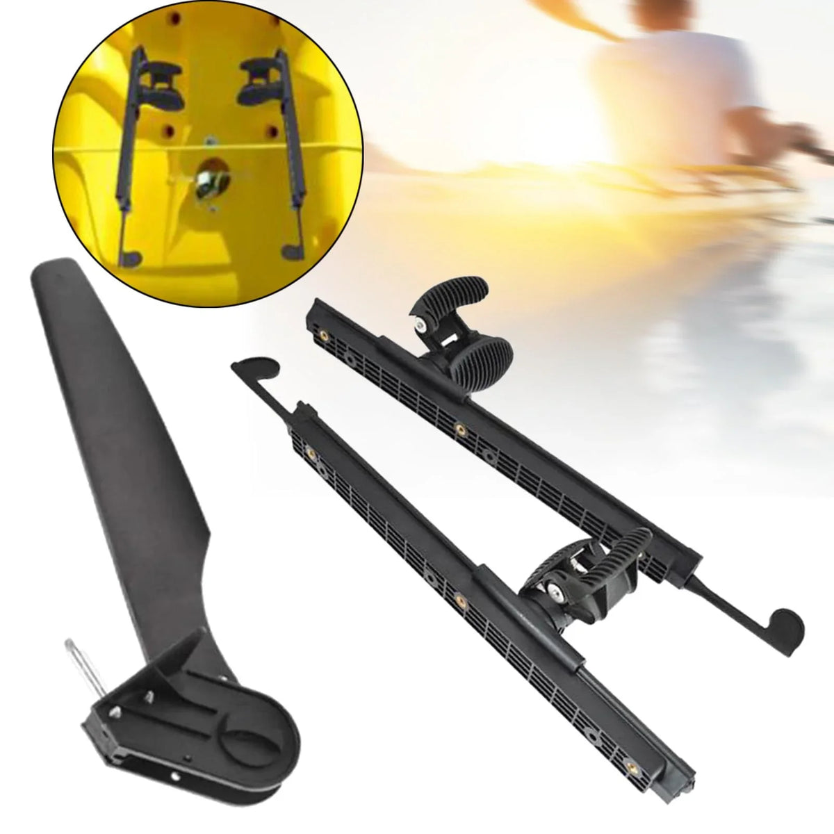 kesoto Kayak Rudder Kayak Foot Pegs craft Tail Watercraft Rudder with Foot Brace Pedals for Fishing craft Canoeing Marine Accessories