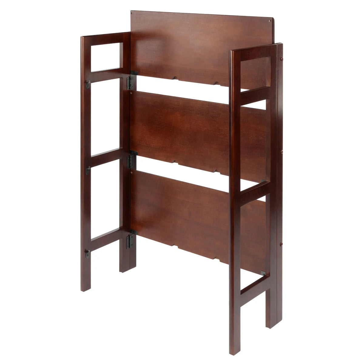 Winsome Wood Terry 3-Tier Foldable Shelf, Stackable, Walnut Finish