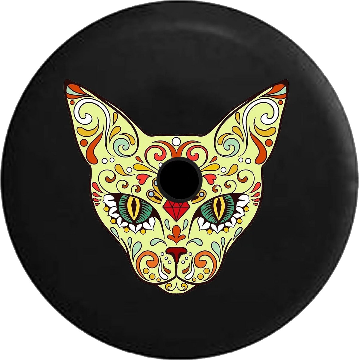 2018 2019 Wrangler JL Backup Camera Green Eye Egyptian Cat Sugar Skull Spare Tire shield for Jeep RV 32 Inch