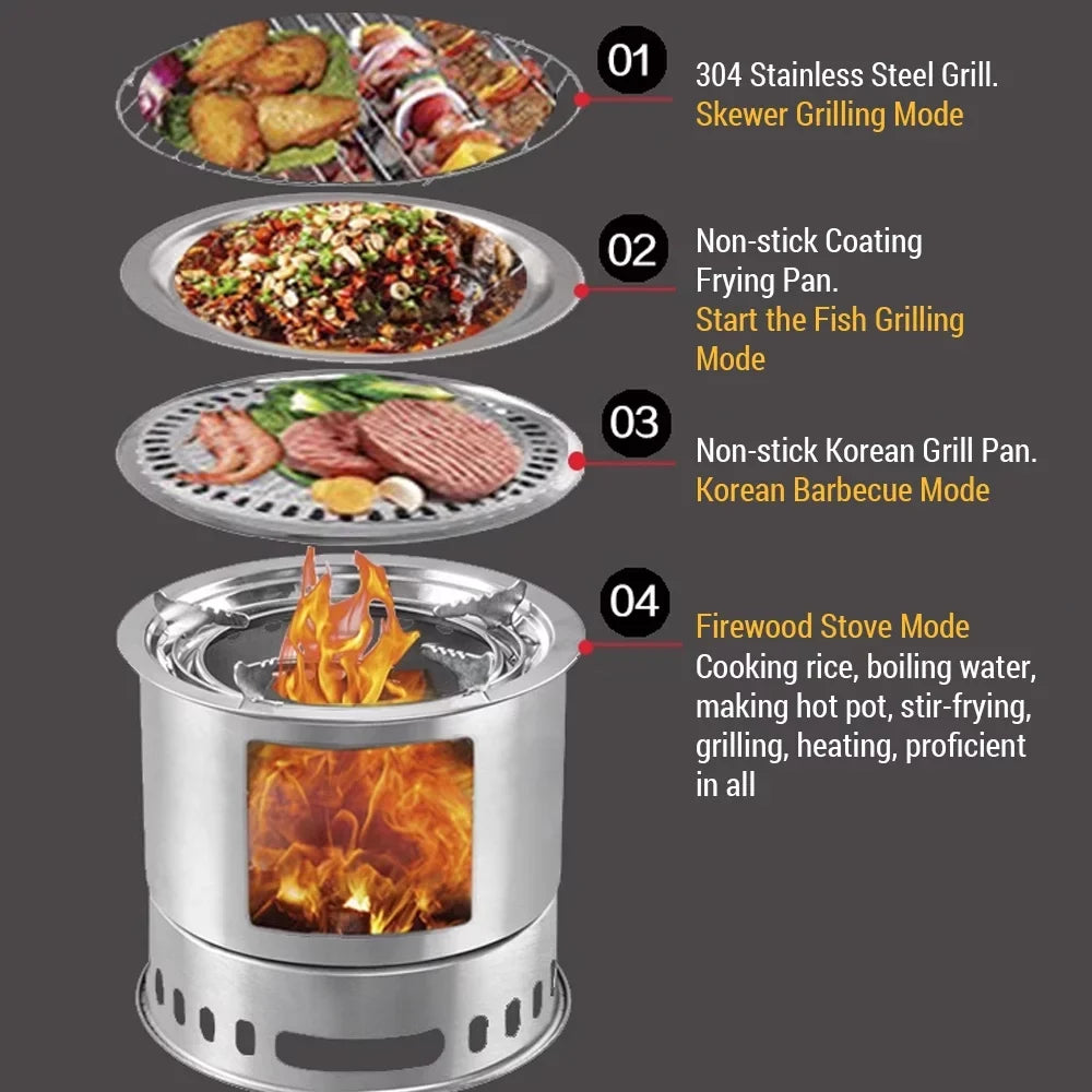 Versatile Camping Stove by [Brand], Portable Wood Stove for Picnic Backpacking