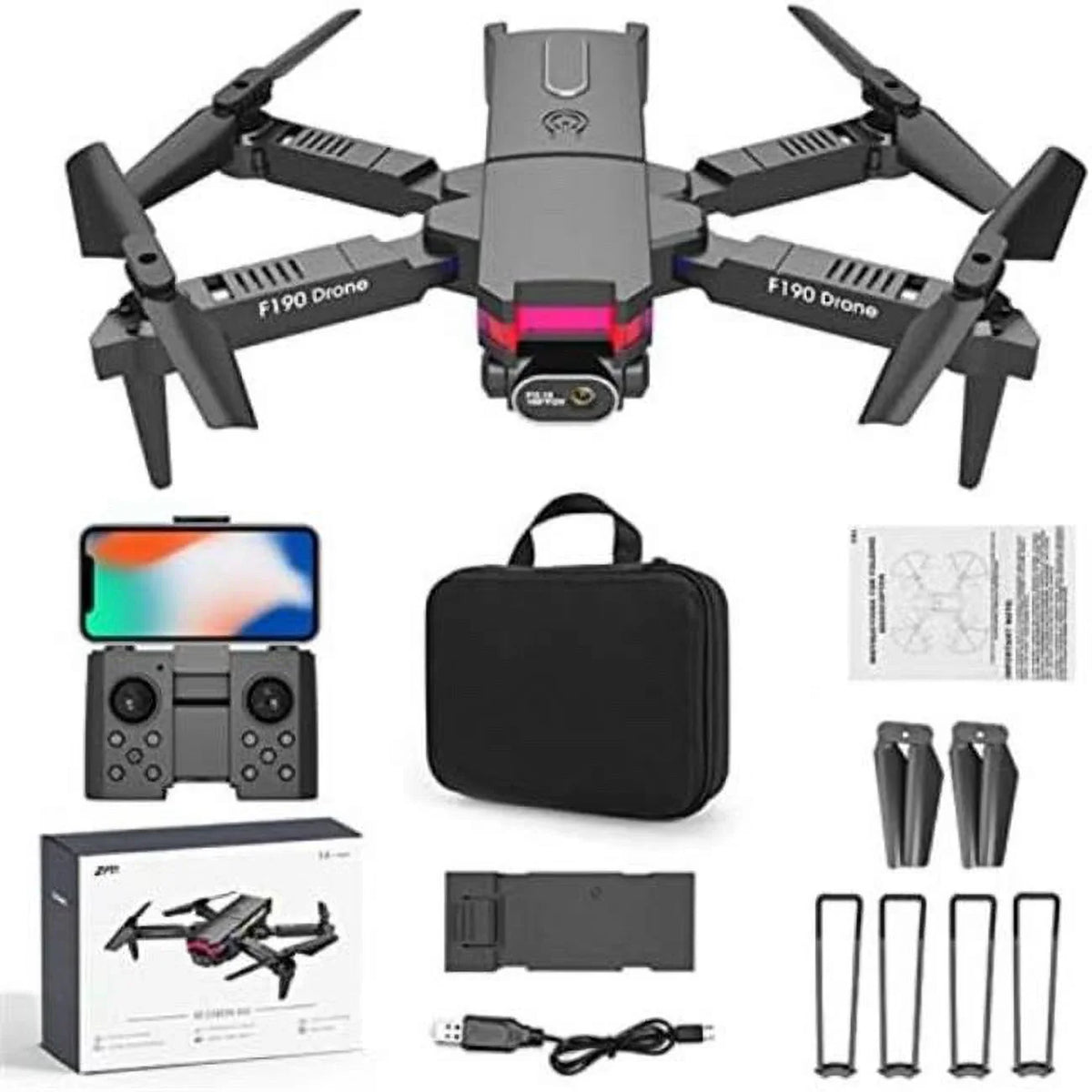 Drone with 4K Dual HD FPV Camera Mini Drone with Camera for Adults & Kids, Black