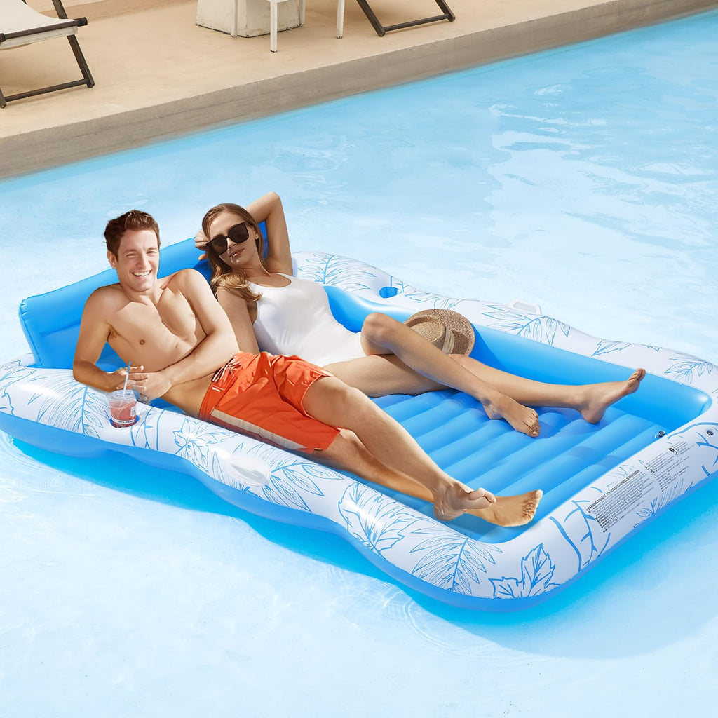 Inflatable Tanning Pool Lounger Float -4 in 1 Sun Tan Tub Sunbathing Pool Lounge Raft Floatie Toys liquid Filled Tanning Bed Mat Pad for Adult Blow Up Kiddie Pool Kids Ball Pit Pool L