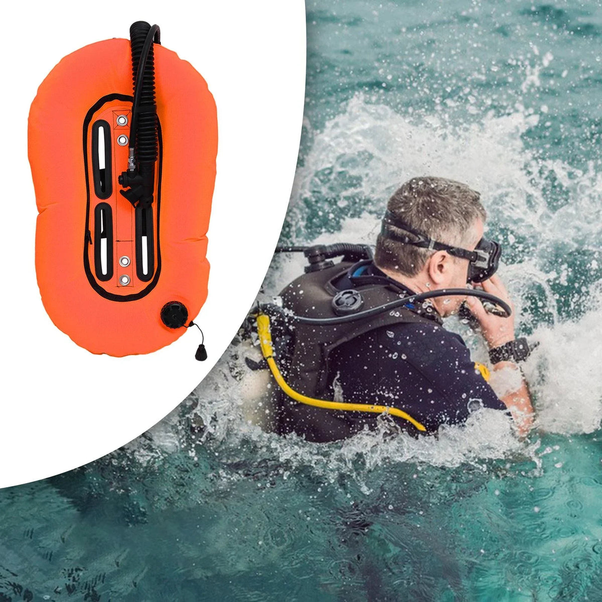 yotijar Diving Snorkeling Donut Wing Single Tank Scuba BCD Set for Freediving Diving Orange